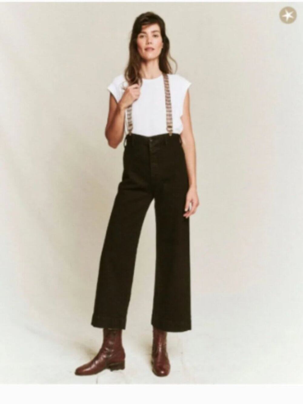 The Great. The Seafair Wide Leg Black High Rise Jeans Sz 25